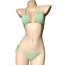 Load image into Gallery viewer, Handmade Two Pieces Mesh Sheer See Through Crochet Brazilian Bikini Set, Crochet Swimsuit, Crochet Swimwear, Sexy Bikini, Knitted Bikini