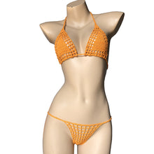 Load image into Gallery viewer, Handmade Two Pieces Mesh Sheer See Through Crochet Brazilian Bikini Set, Crochet Swimsuit, Crochet Swimwear, Sexy Bikini, Knitted Bikini