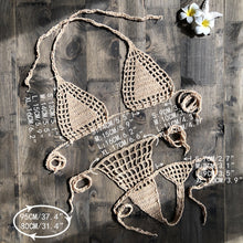 Load image into Gallery viewer, Handmade Two Pieces Mesh Sheer See Through Crochet Brazilian Bikini Set, Crochet Swimsuit, Crochet Swimwear, Sexy Bikini, Knitted Bikini