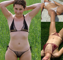 Load image into Gallery viewer, Handmade Two Pieces Mesh Sheer See Through Crochet Brazilian Bikini Set, Crochet Swimsuit, Crochet Swimwear, Sexy Bikini, Knitted Bikini
