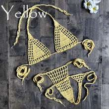 Load image into Gallery viewer, Handmade Two Pieces Mesh Sheer See Through Crochet Brazilian Bikini Set, Crochet Swimsuit, Crochet Swimwear, Sexy Bikini, Knitted Bikini

