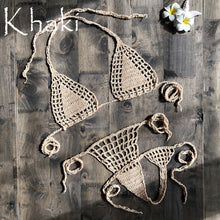 Load image into Gallery viewer, Handmade Two Pieces Mesh Sheer See Through Crochet Brazilian Bikini Set, Crochet Swimsuit, Crochet Swimwear, Sexy Bikini, Knitted Bikini
