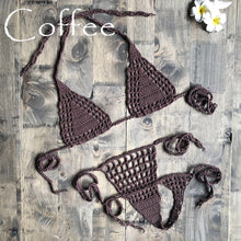 Load image into Gallery viewer, Handmade Two Pieces Mesh Sheer See Through Crochet Brazilian Bikini Set, Crochet Swimsuit, Crochet Swimwear, Sexy Bikini, Knitted Bikini

