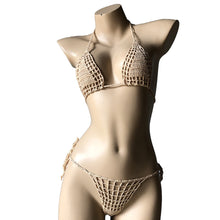 Load image into Gallery viewer, Handmade Two Pieces Mesh Sheer See Through Crochet Brazilian Bikini Set, Crochet Swimsuit, Crochet Swimwear, Sexy Bikini, Knitted Bikini
